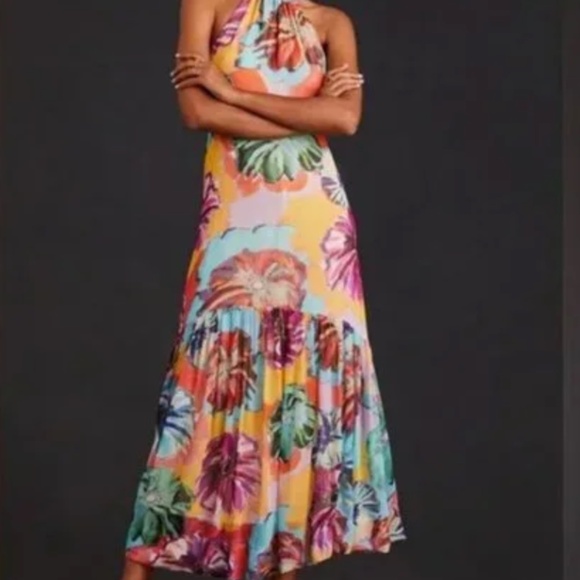 Maeve by Anthropologie - Halter Floral Midi Dress, size LP (large petite) - Picture 1 of 4